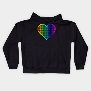 Distressed Rainbow and Black Gingham Heart Kids Hoodie